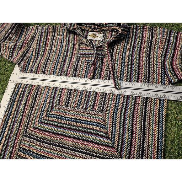 Earth Ragz Mexican Drug Rug Hoodie Mens M Baja Hippie Pullover Colorful Pride - Picture 4 of 7